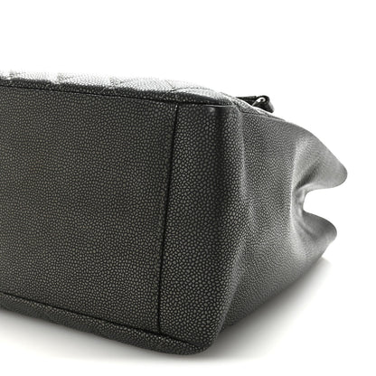 Caviar Quilted Grand Shopping Tote GST Dark Silver