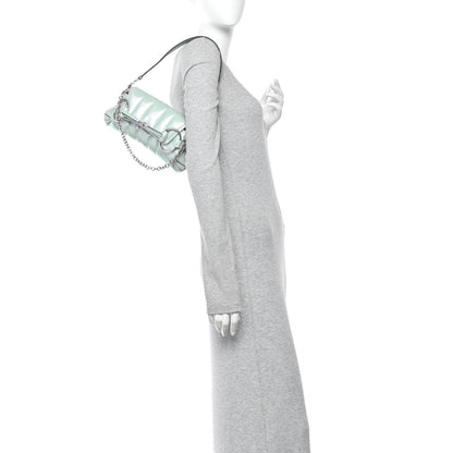 Iridescent Nappa Vertical Matelasse Small Maxi Horsebit Chain Shoulder Bag Iridescent Salvy Green