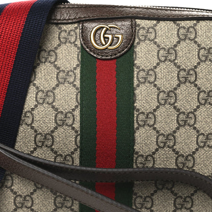 GG Supreme Monogram Textured Dollar Calfskin Web Ophidia Wristlet Shoulder Bag Beige Ebony New Acero