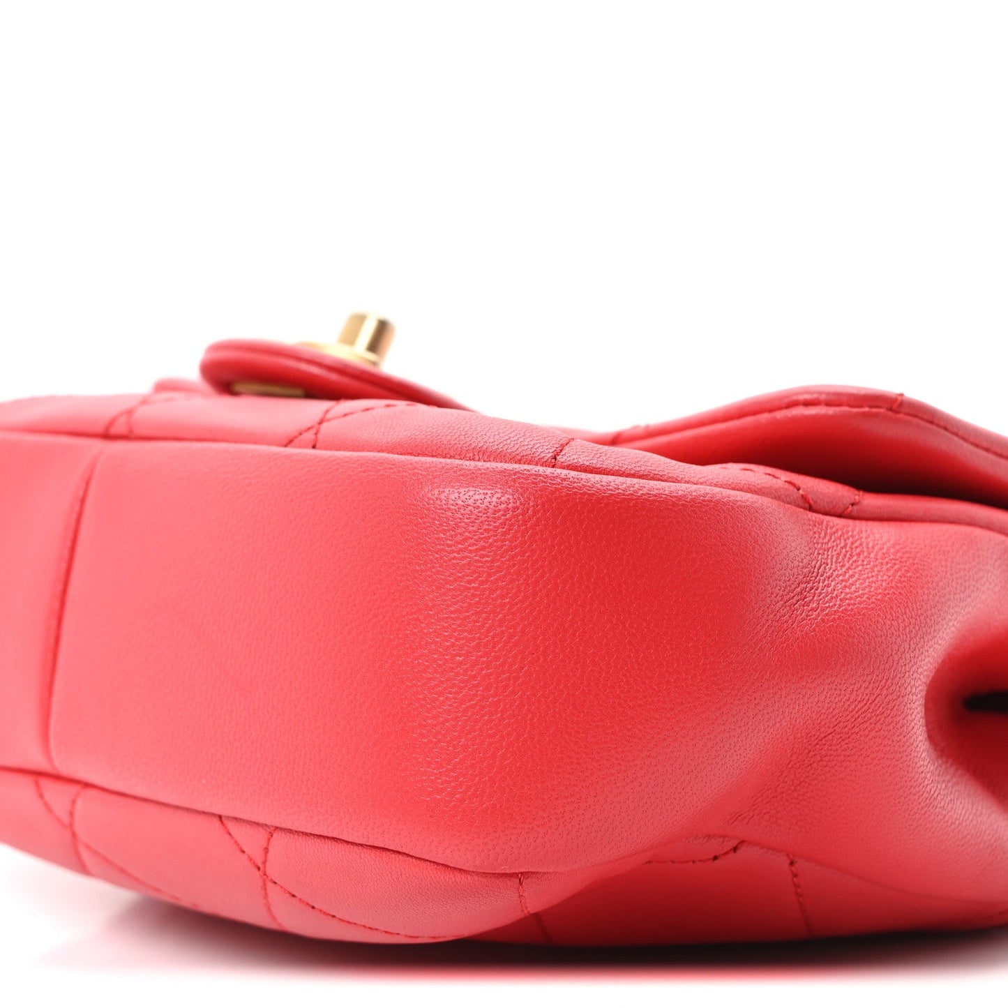 Lambskin Quilted Small Circular Handle Bag Brilliant Rouge