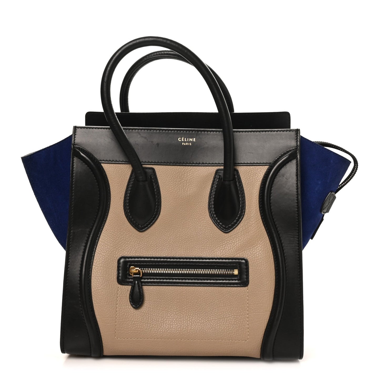 Elephant Calfskin Suede Mini Tri-Color Luggage Sand