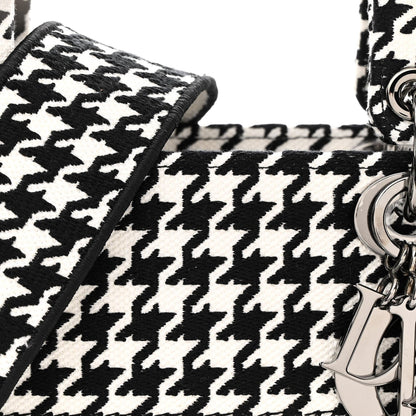 Canvas Houndstooth Embroidered Medium Lady D-Lite Black White