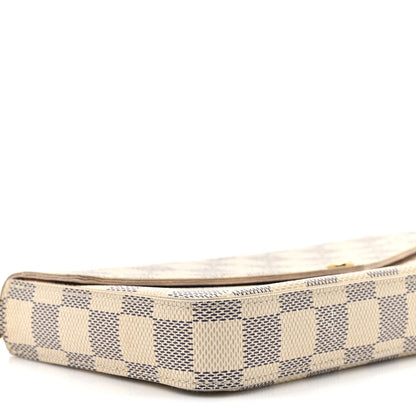 Damier Azur Pochette Felicie Chain Wallet Rose Ballerine
