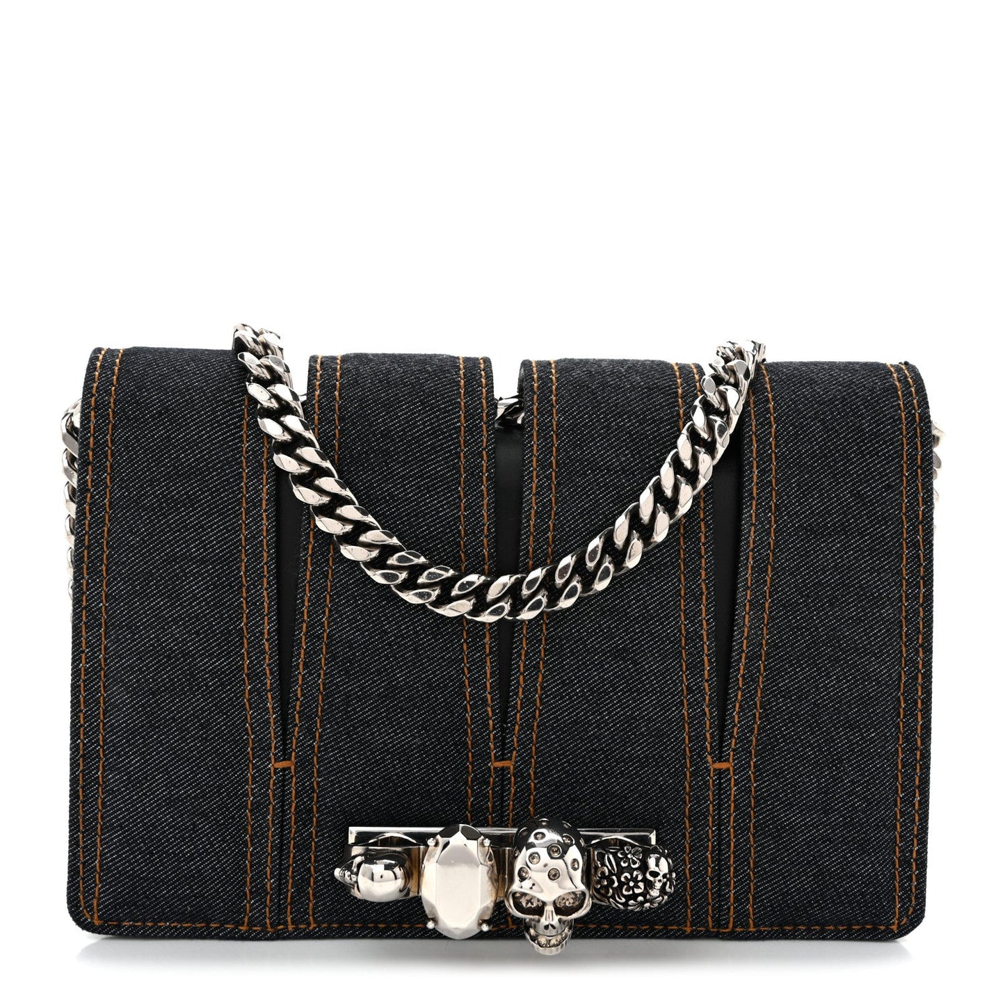 Denim Calfskin Small Slash Bag Blue Black