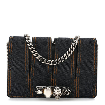 Denim Calfskin Small Slash Bag Blue Black