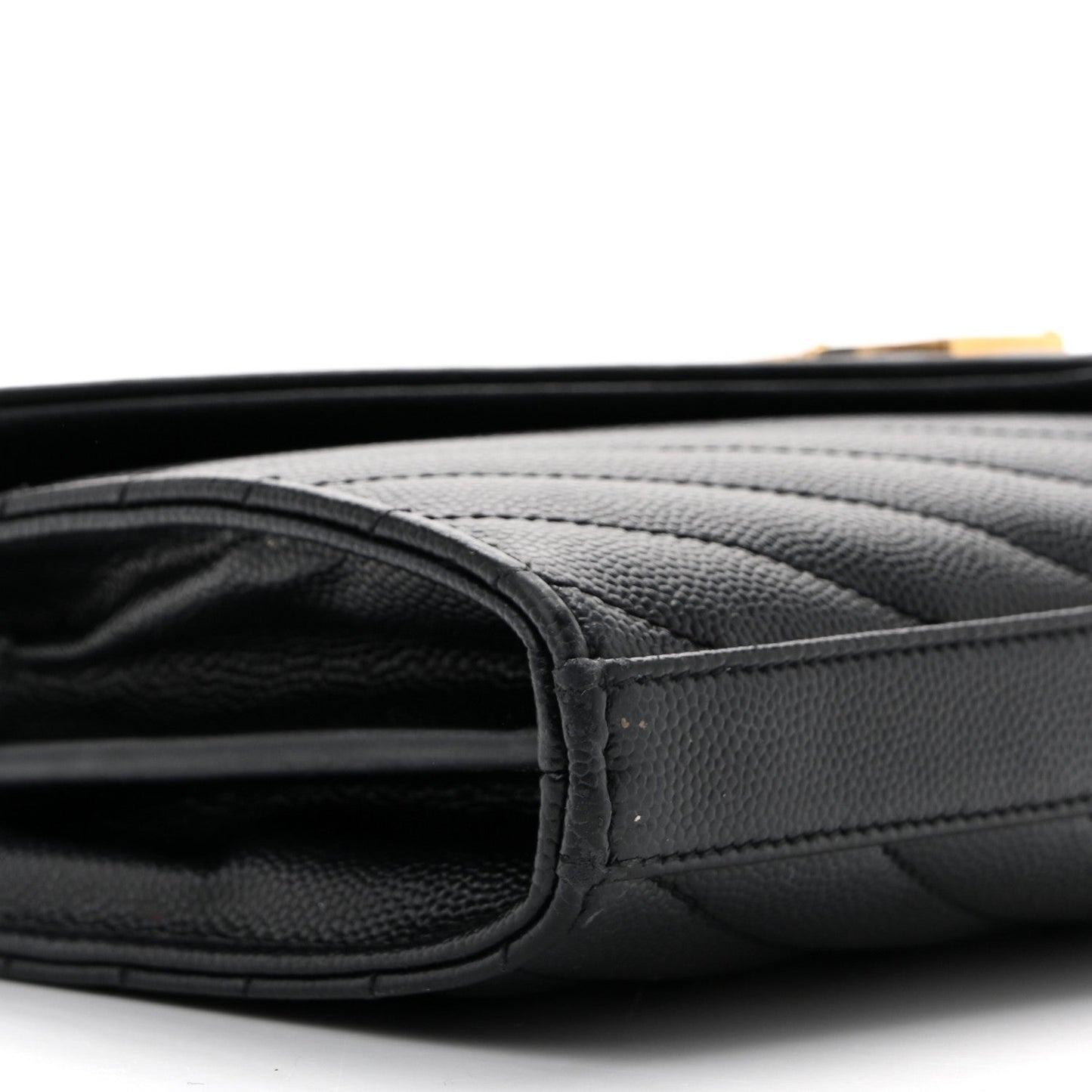 Grain De Poudre Matelasse Chevron Monogram Chain Wallet Black
