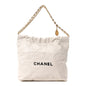 Shiny Calfskin Quilted Small Chanel 22 White Black