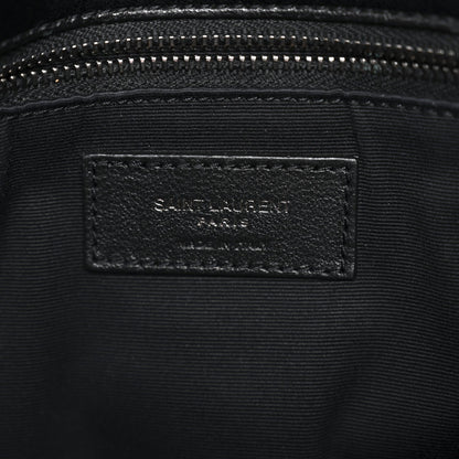 Patent Crocodile Embossed Lambskin Monogram Medium Niki Chain Satchel Black