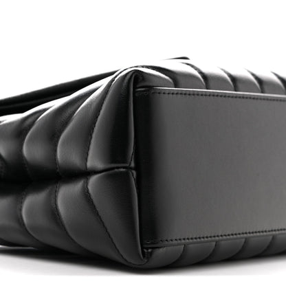 Calfskin Y Quilted Monogram Monochrome Small Loulou Chain Satchel Black