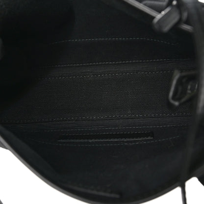 Cotton Canvas Calfskin Logo Print Navy Cabas XS Black White
