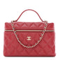 Caviar Quilted Top Handle Slim Vanity With Chain Red