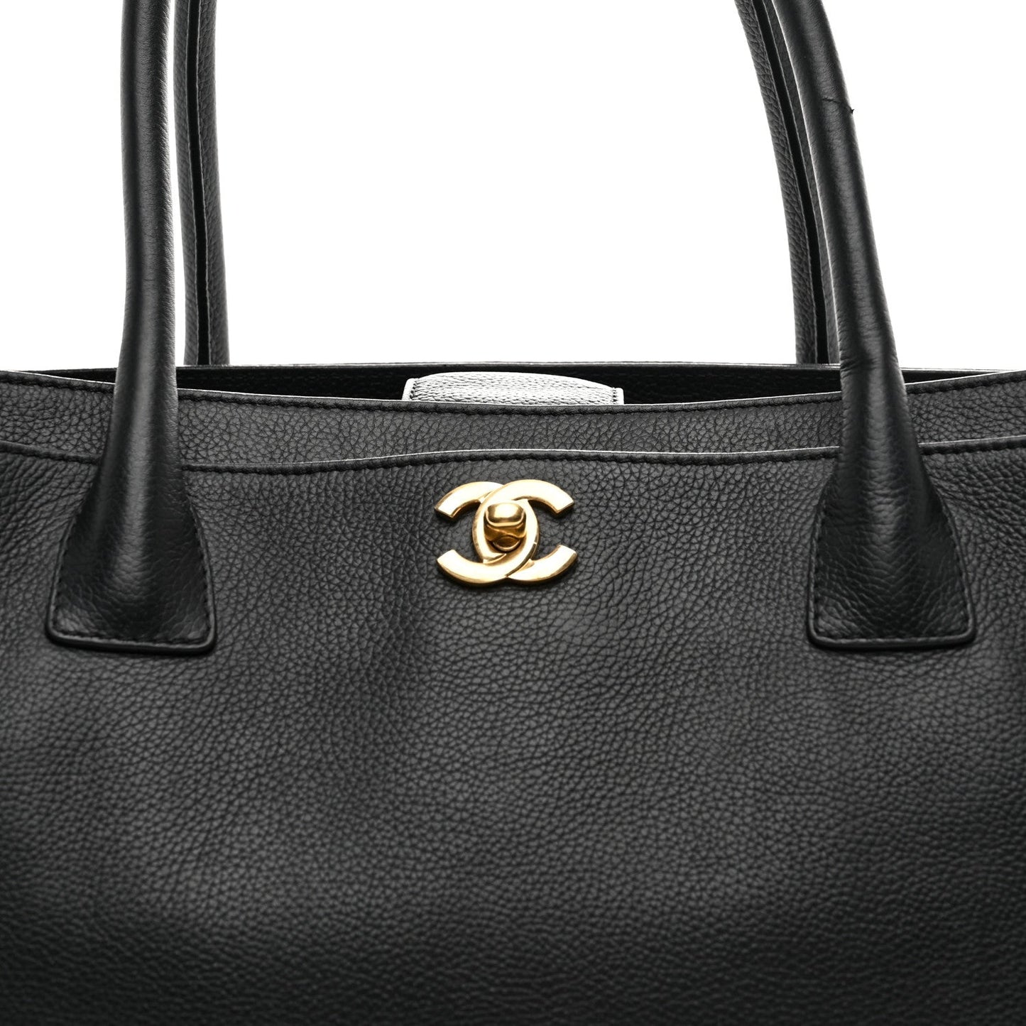Calfskin Cerf Executive Shopper Tote Black