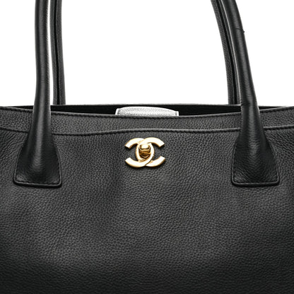 Calfskin Cerf Executive Shopper Tote Black