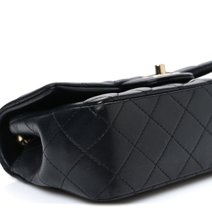 Lambskin Quilted Mini Rectangular Flap Black