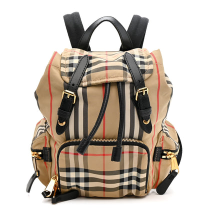 Nylon Vintage Check Medium Rucksack Backpack Antique Yellow