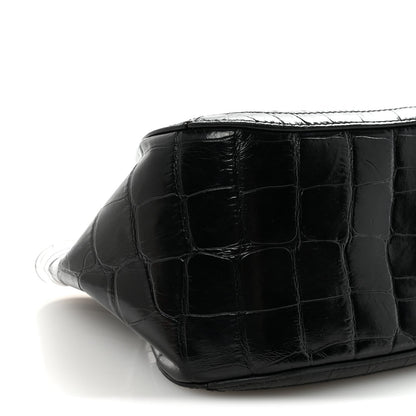 Calfskin Crocodile Embossed Small Greca Goddess Shoulder Bag