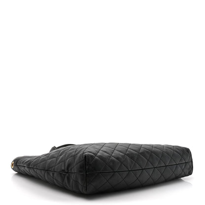 Lambskin Quilted Maxi Icare Shopping Tote Black