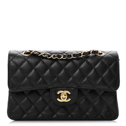 Caviar Quilted Small Double Flap Black