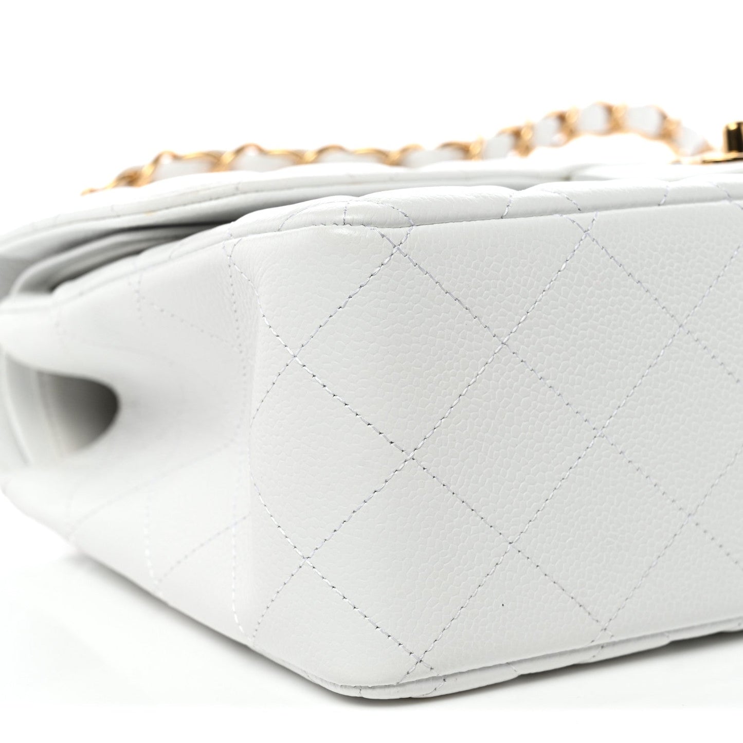 Caviar Quilted Jumbo Double Flap White