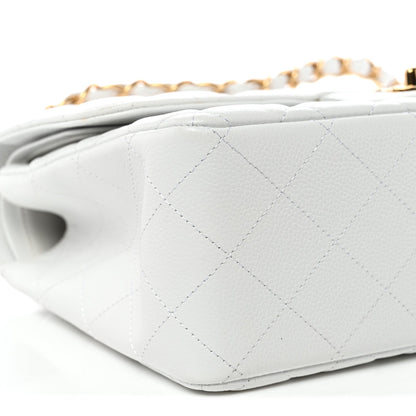 Caviar Quilted Jumbo Double Flap White
