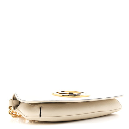 Roxy Calfskin Blondie Chain Shoulder Flap Bag Mystic White