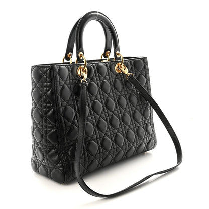 Lambskin Cannage Large Lady Dior Black