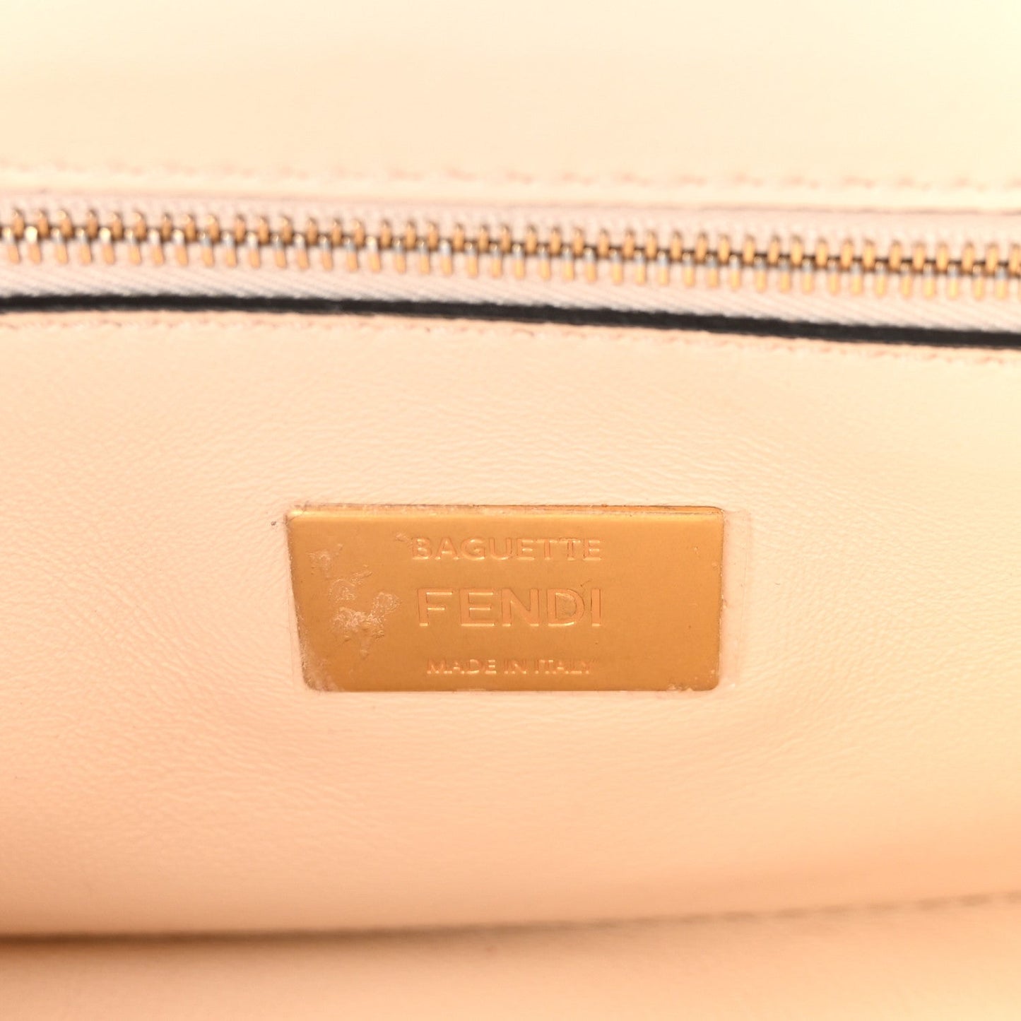 Nappa Small FF Embossed Midi Chain Baguette Camelia