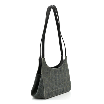 Denim Quilted CC Chocolate Bar Shoulder Bag Blue