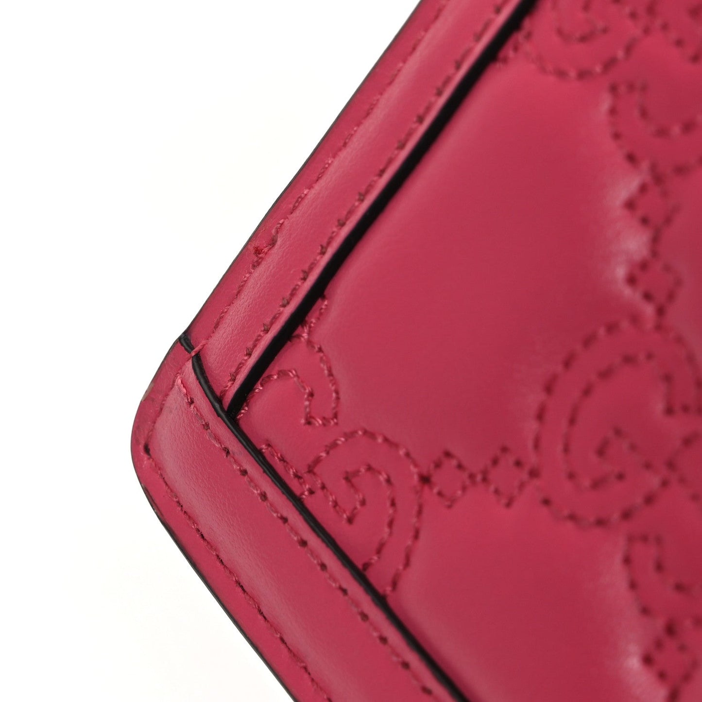 Calfskin GG Matelasse Chain Wallet Rhodamine Pink