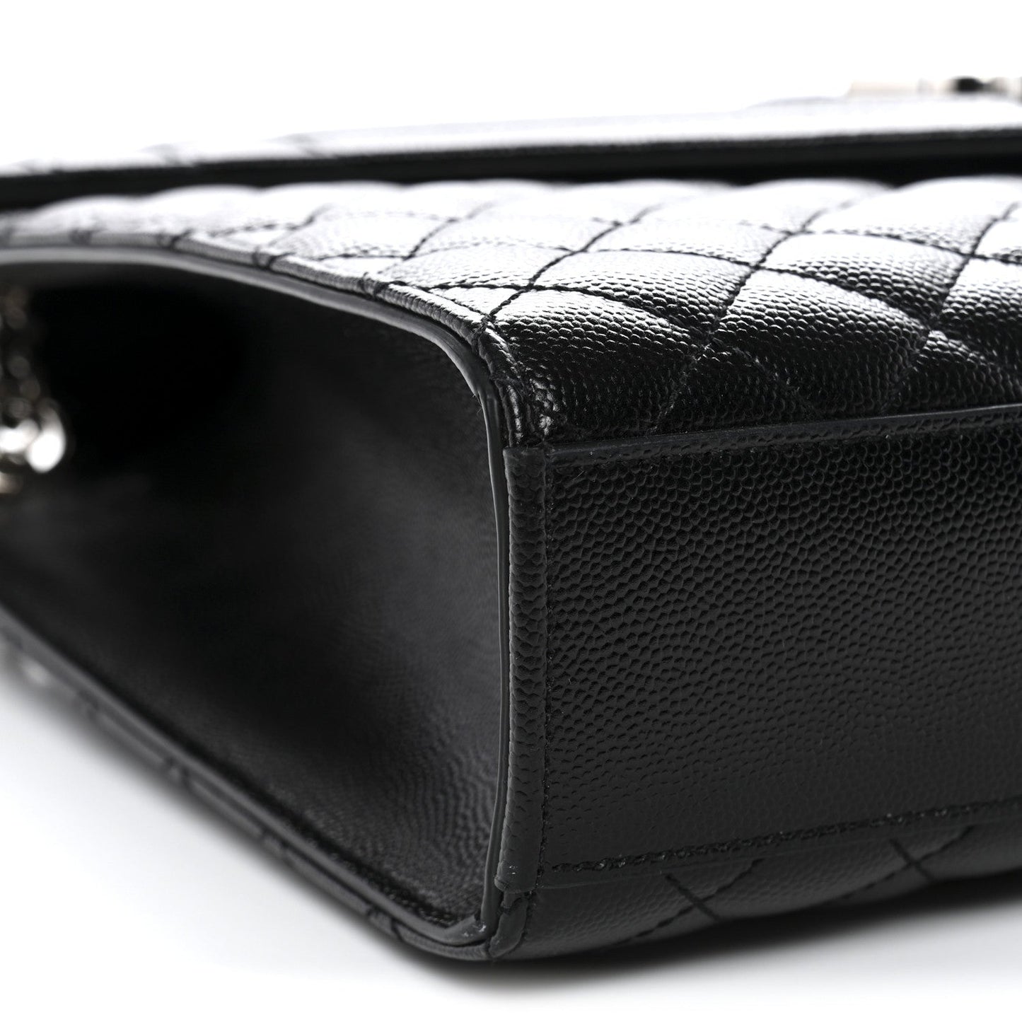 Grain De Poudre Textured Mixed Matelasse Large Triquilt Monogram Satchel Black