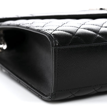 Grain De Poudre Textured Mixed Matelasse Large Triquilt Monogram Satchel Black