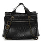 Snakeskin Glazed Calfskin Quilted Urban Mix Tote Black