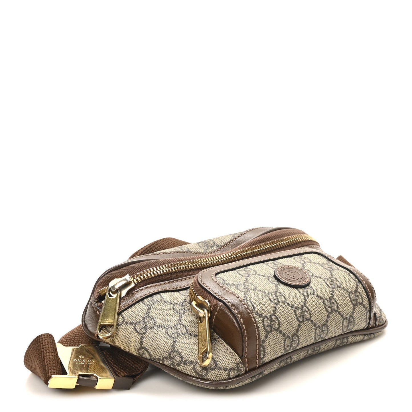 GG Supreme Monogram Textured Calfskin Retro Interlocking G Belt Bag Beige Ebony Brown Sugar