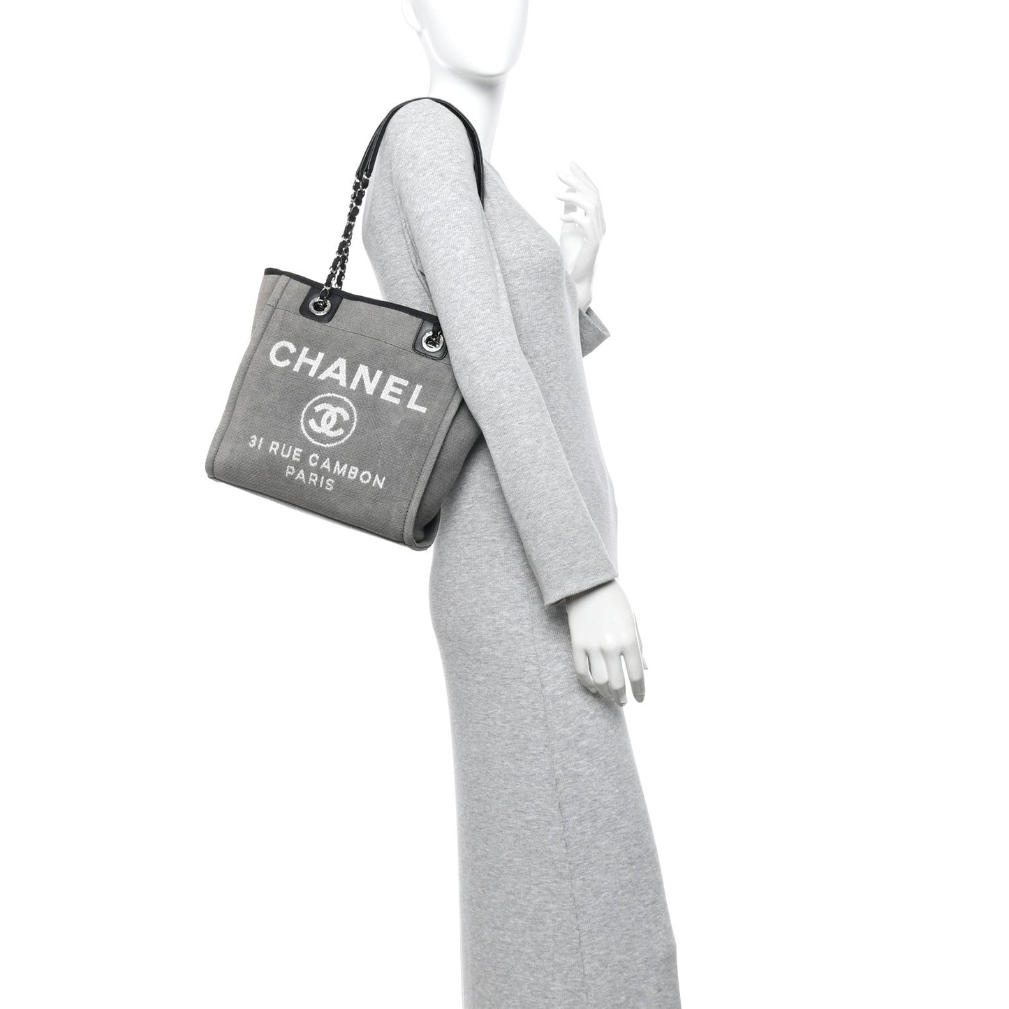Canvas Mini Deauville Tote Dark Grey