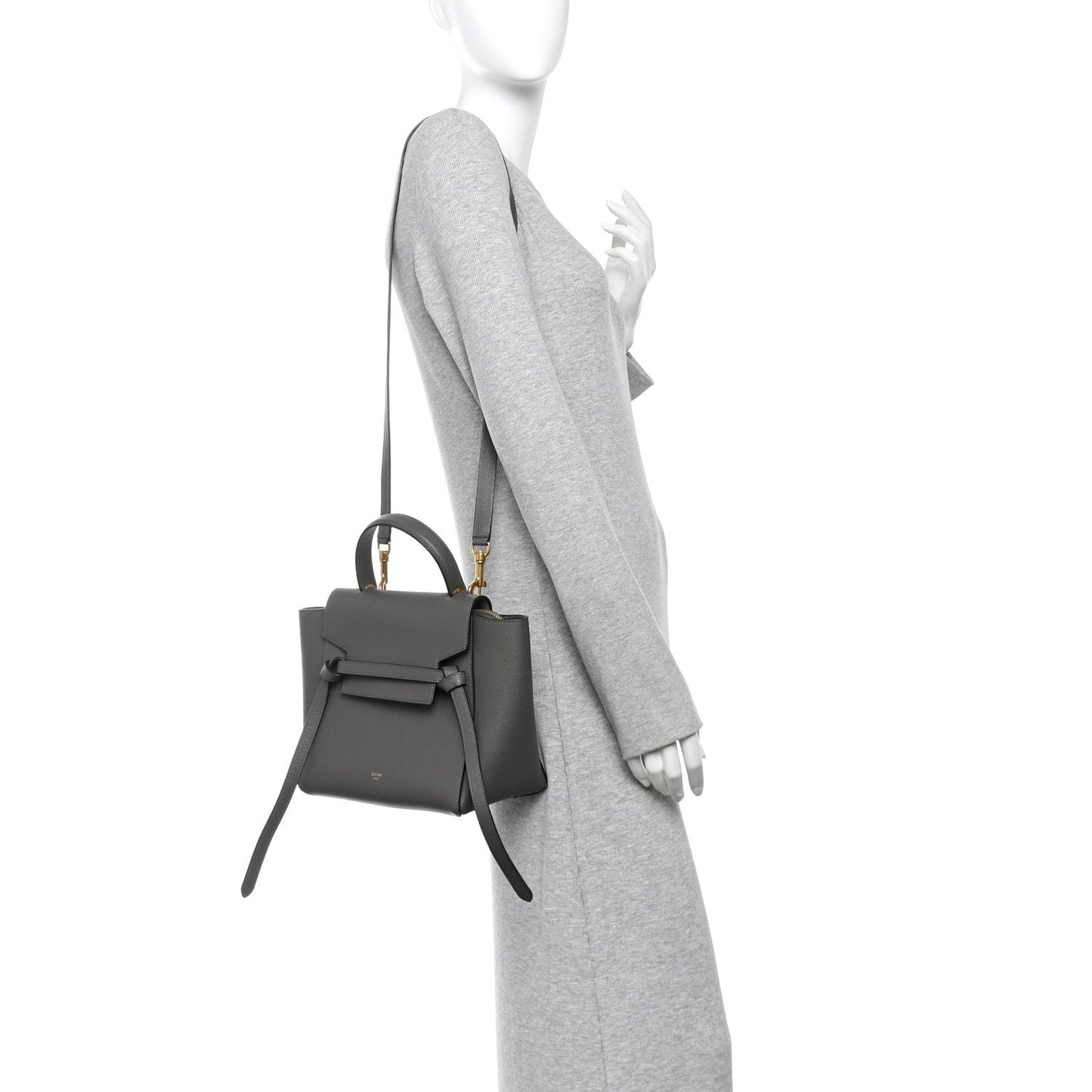 Grained Calfskin Micro Belt Bag Grey