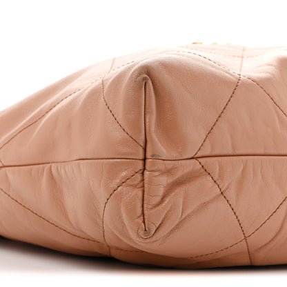 Shiny Calfskin Quilted Chanel 22 Beige