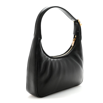 Plunged Lambskin Calypso Mini Hobo Black