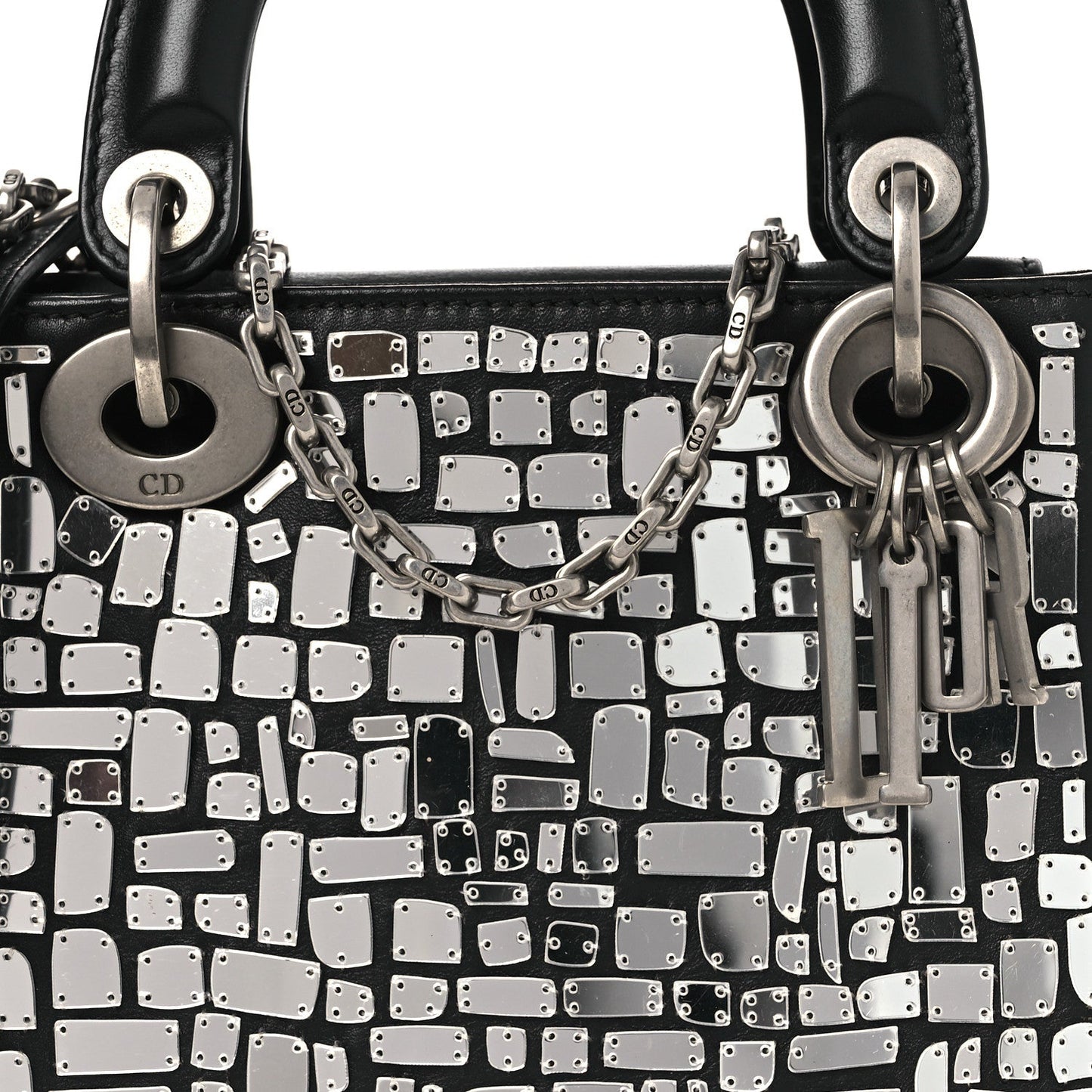 Smooth Calfskin Embroidered Mini Mosaic of Mirrors Lady Dior Black