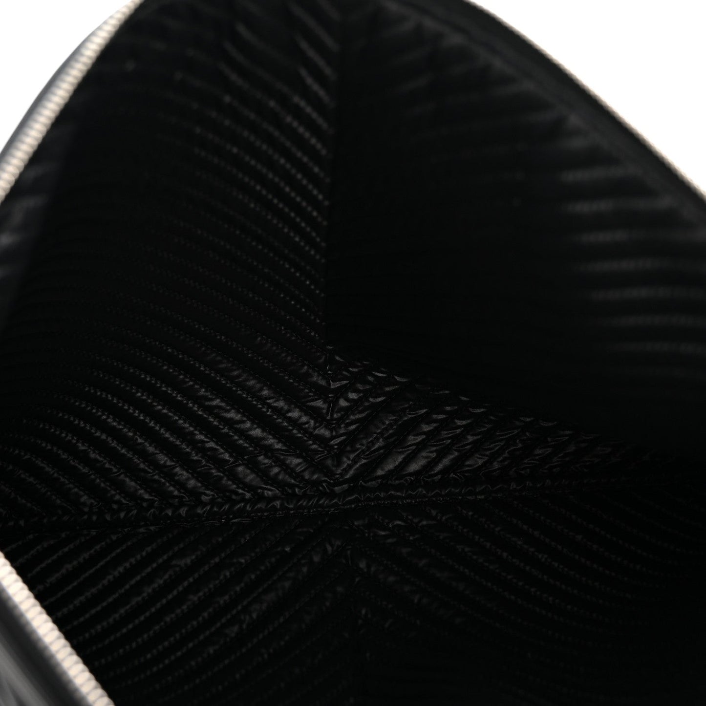 Calfskin Chevron Quilted Large Boy Cosmetic Case Black