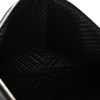 Calfskin Chevron Quilted Large Boy Cosmetic Case Black