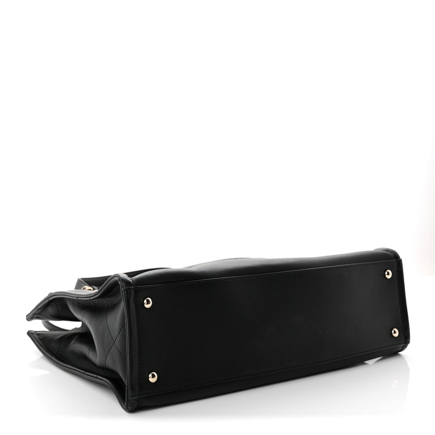 Calfskin CC Zipped Shopping Tote Black