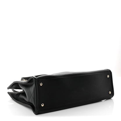 Calfskin CC Zipped Shopping Tote Black