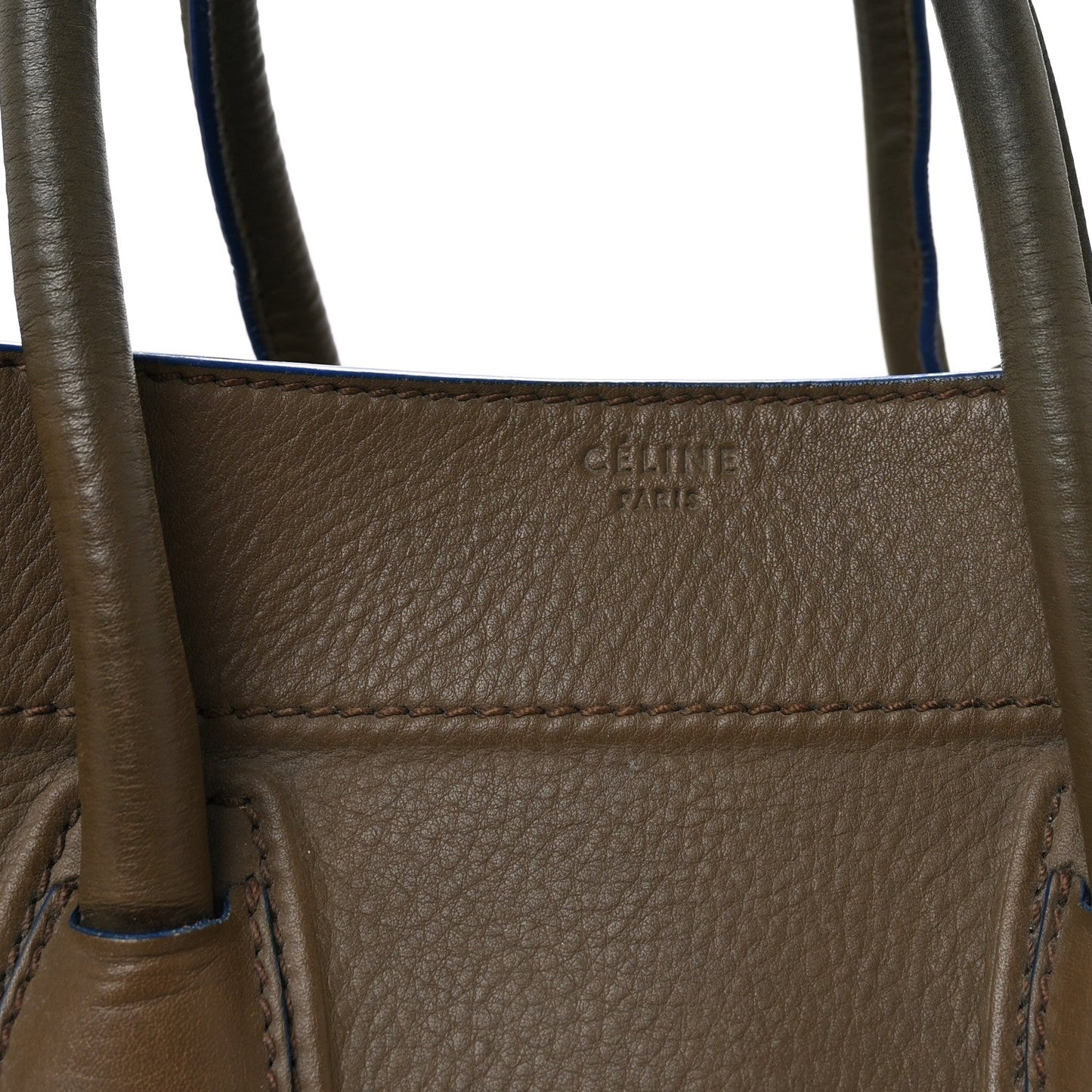 Baby Grained Medium Phantom Luggage Taupe Blue Trim