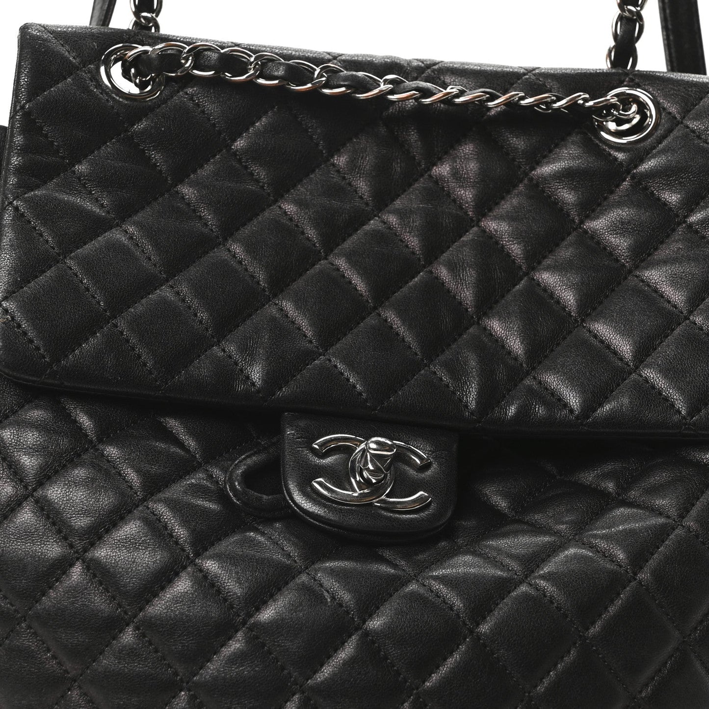 Calfskin Quilted Large Urban Spirit Backpack Black