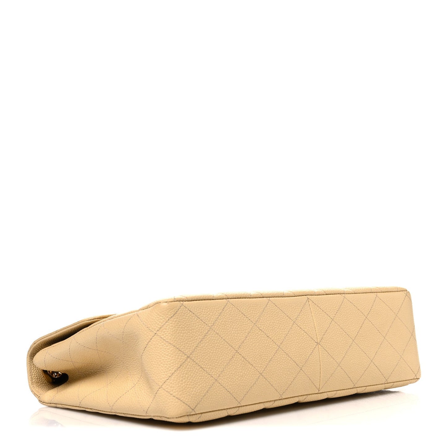 Caviar Quilted Jumbo Single Flap Beige