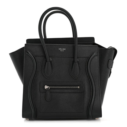 Drummed Calfskin Micro Luggage Black