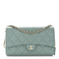 Caviar Quilted Phone Holder Wallet on Removable Chain Light Blue
