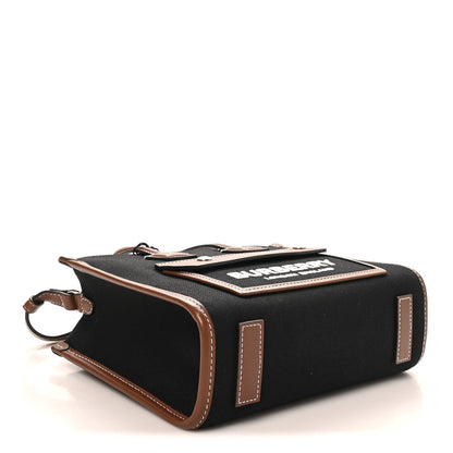 Canvas Smooth Calfskin Mini Two Tone Freya Tote Black Tan