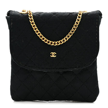 Jersey Quilted Micro Flap Bag Black