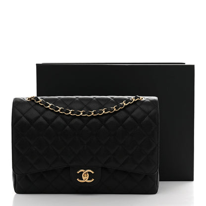 Caviar Quilted Maxi Double Flap Black